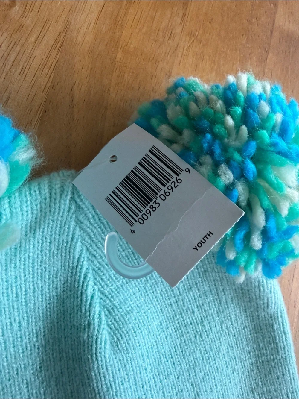 Disney Mint Green Beanie with Multicolor Pom-Poms